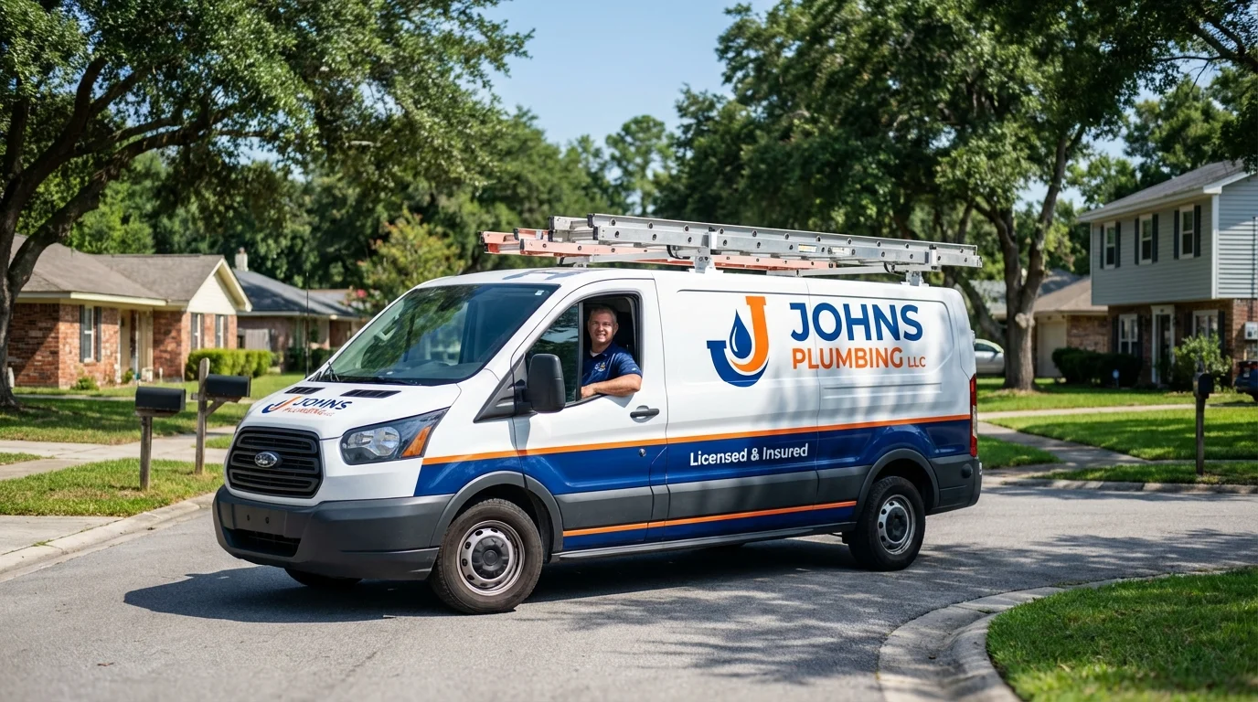 Johns Plumbing LLC service van in Marshville, NC