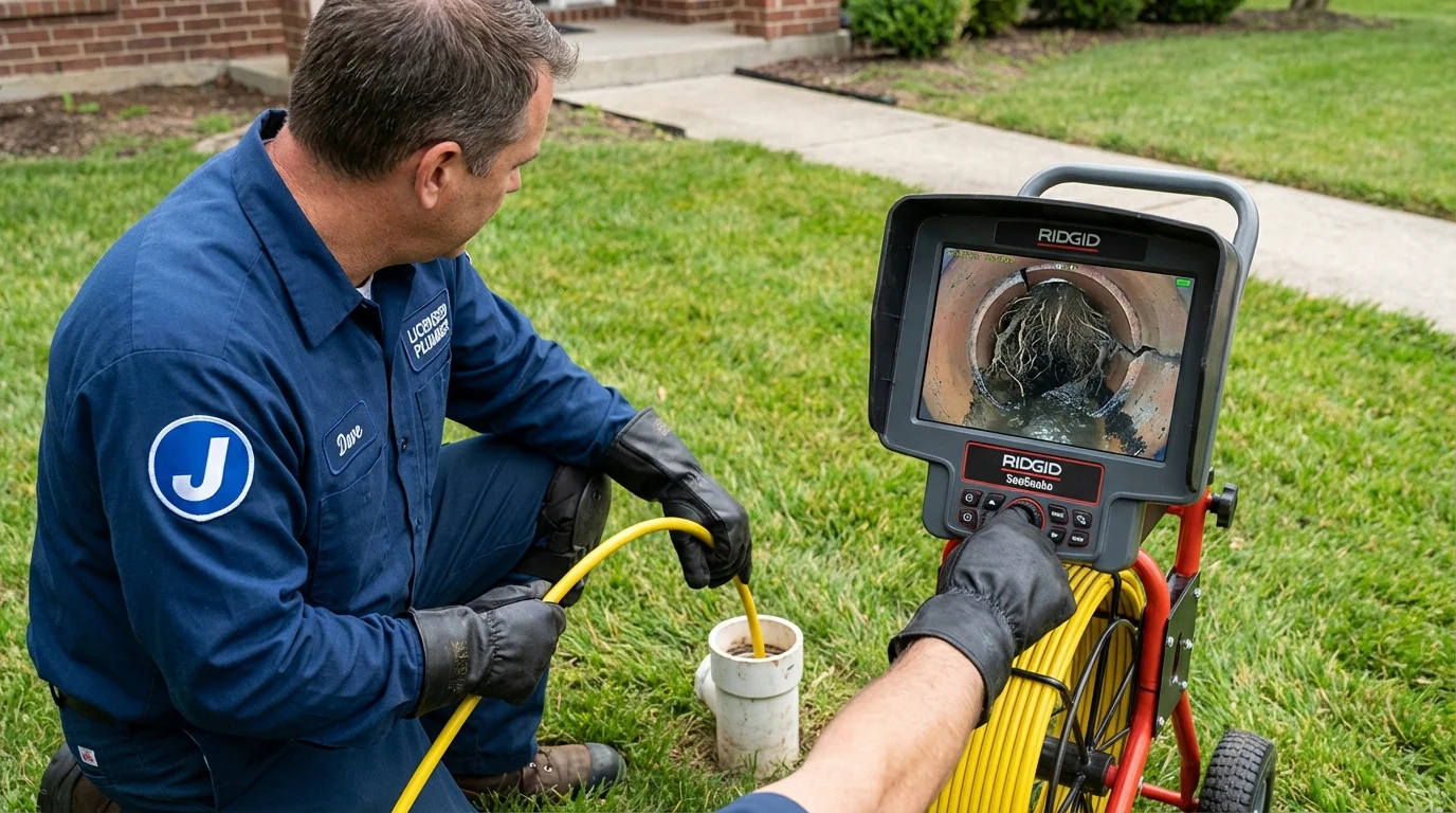 Sewer camera inspection being performed by Johns Plumbing LLC in Marshville